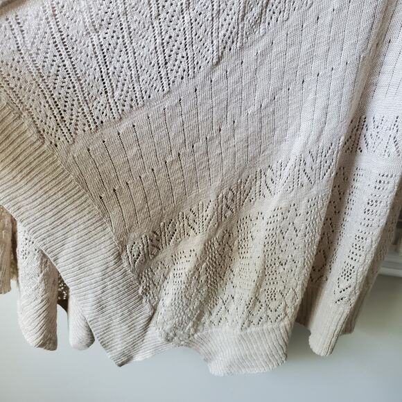 Women Eileen Fisher Beige Linen Pointelle Knit Cardigan XS Beach Coastal Neutral - Picture 3 of 10